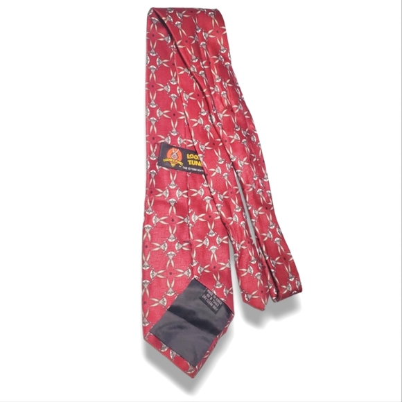 #Y Vintage 1997 Warner Bros Looney Tunes Bugs Bunny Red Neck Tie 57" x 4" - Picture 3 of 9